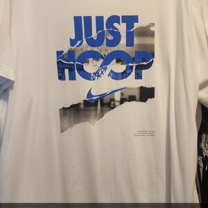 Nike White and Blue 'Just Hoop' Short Sleeve Tee